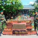 Satgas Pamtas Berhasil Amankan Ribuan Botol Miras Ilegal asal Malaysia