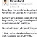 Ini 10 Poin Pernyataan Ridwan Kamil Terkait Kebaktian KKR Di Sabuga