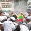 Sempat Terjadi Pembakaran Bendera Myanmar Dan Lemparan Batu