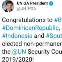 Presiden Majelis Umum PBB Ucapkan Selamat Kepada Indonesia
