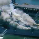 Kapal Perang AS Di Pangkalan San Diego Terbakar, 18 Pelaut Dilarikan Ke Rumah Sakit