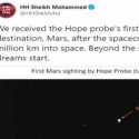 UEA: Sheikh Mohammed Berbagi Gambar Mars Pertama Yang Dikirim Dari Misi Hope
