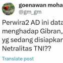Netralitas TNI AD Dipertanyakan Usai Temui Gibran, Begini Jawaban Kadispenad untuk Goenawan Mohamad