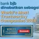 Kinerja Apik, bank bjb Masuk Jajaran World's Most Trustworthy Companies 2024