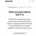 OpenAI Luncurkan GPT-5, Diklaim Sepintar Doktor