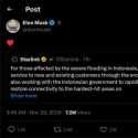 Starlink Gratiskan Internet untuk Korban Banjir Sumatera, Elon Musk Beri Simbol Hati