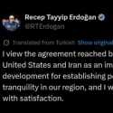 Erdogan Sambut Kesepakatan AS-Iran, Minta Semua Pihak Hindari Provokasi