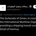 Oman Buka Koridor Maritim Sementara di Selat Hormuz