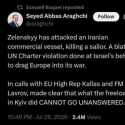 Araghchi Ancam Balas Serangan Ukraina ke Kapal Dagang Iran