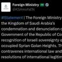 Arab Saudi Kecam Pengakuan Kolombia atas Dataran Tinggi Golan