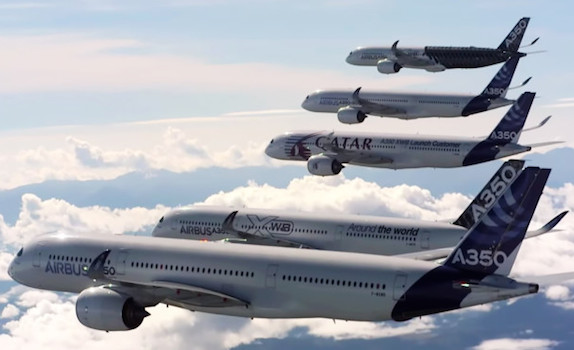 Formasi Lima Airbus A350 WXB