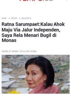 <i>Tempo</i> Bantah Berita Ratna Sarumpaet Akan Menari Bugil Di Monas