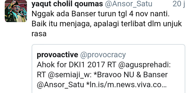 Bantah Said Aqil, Ketum GP Ansor: Banser Tak Akan Bantu Polisi Amankan Unjuk Rasa