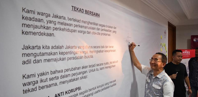 Eks Pimpinan KPK Sindir Pemprov Jakarta Di Acara Relawan Anies-Sandi