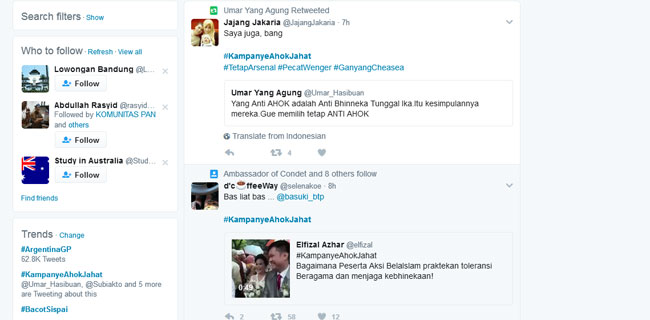 #KampanyeAhokJahat Jadi Trending Topic