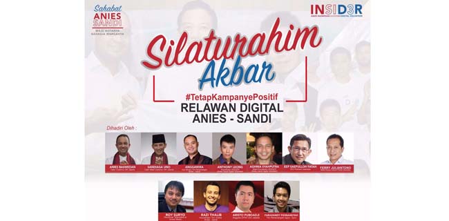 Rabu Siang, Tim INSIDER Gelar Silaturahim Relawan Digital Anies-Sandi