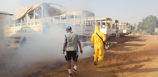 Cegah Malaria, Pasukan Garuda Fogging Wilayah Darfur Barat