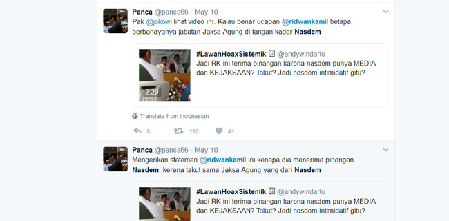 Netizen: Jadi Ridwan Kamil Terima Pinangan Nasdem Karena Takut?