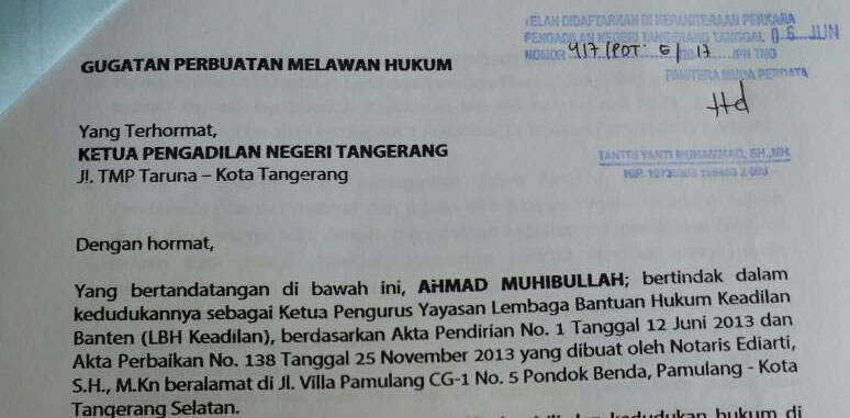 LBH Keadilan Gugat Pemkot Tangsel