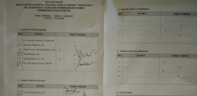 Empat Fraksi Pastikan Hadir Rapat Pansus KPK
