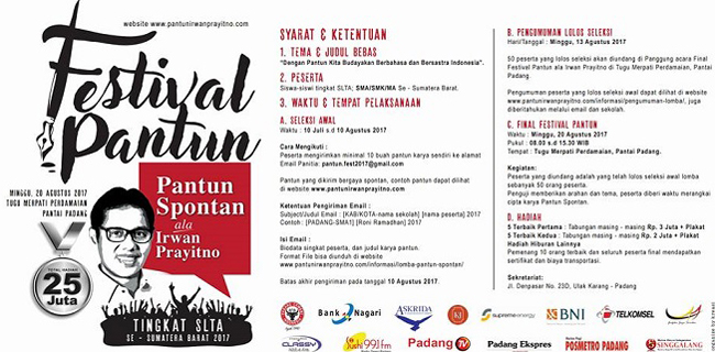 Ayo Ikuti Festival Pantun Spontan Ala Irwan Prayitno