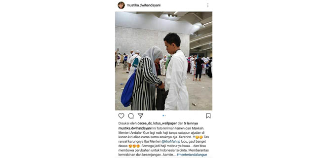 Foto Mensos Naik Haji Tanpa Pengawalan Beredar di Medsos