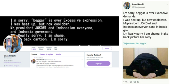 Sebelum Akun Dihapus Onan Minta Maaf Ke Rakyat Indonesia