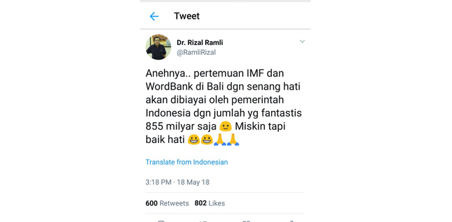 Sindiran RR: Indonesia Miskin Tapi Baik Hati..