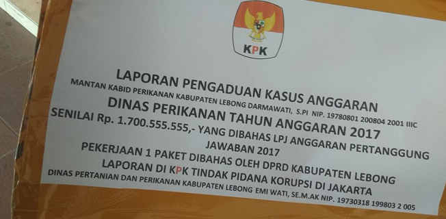 Jubir KPK Bantah Ada Laporan Korupsi Kadisperkan Lebong