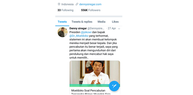 Ditunggu, Pengunduran Diri Denny Siregar Dari Barisan Pendukung Jokowi