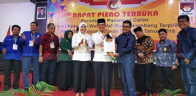 KPU Palembang Resmikan Kemenangan Harno-Fitri