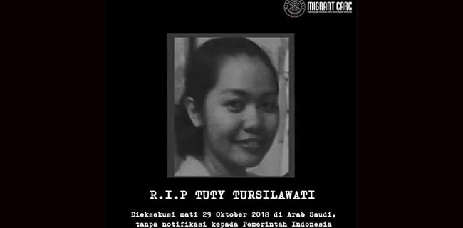 Tuty Tursilawaty Dieksekusi Arab Saudi Tanpa Pemberitahuan