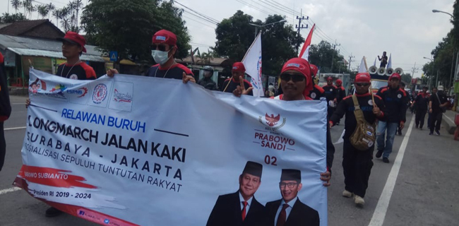 Hari Ketiga, Longmarch Buruh Menangkan Prabowo-Sandi Disambut Hangat Masyarakat