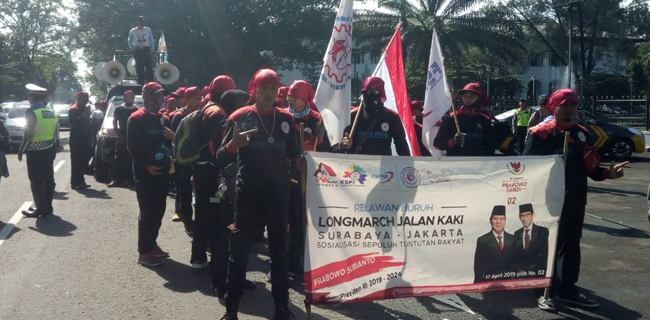Longmarch Buruh Menangkan 02 Sudah Di Jabar, Sampai Jakarta Saat Kampanye Akbar Di GBK