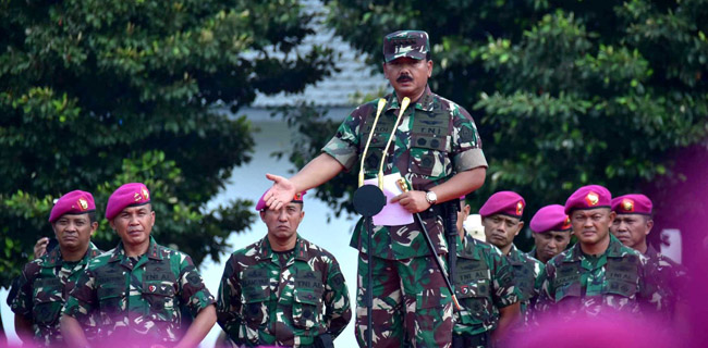 Apresiasi Pengamanan Pemilu 2019, Panglima TNI Kunjungi Prajurit Baret Ungu di Kesatrian Marinir
