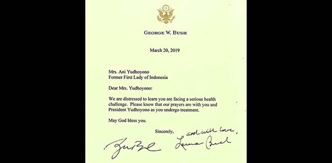 Surat Istri George Bush Beri Tambahan Semangat Ani Yudhoyono