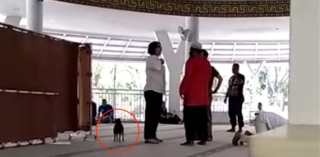 Viral, Ada Seorang Ibu Bawa Anjing Masuk Masjid Di Sentul
