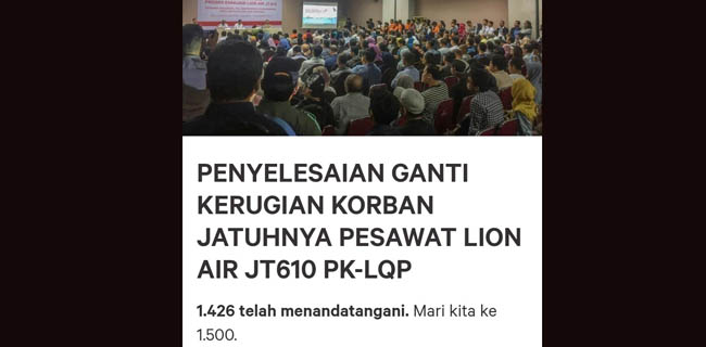 Tuntut Penyelesaian Pemerintah Dan Lion Air, Keluarga Korban JT-610 Buat Petisi