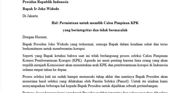 Ini Isi Surat Lengkap 20 Gurubesar Antikorupsi Untuk Jokowi