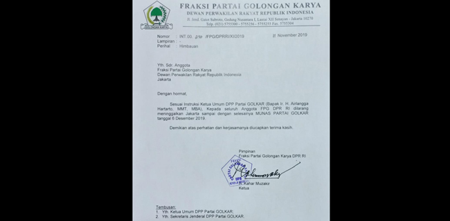 Jelang Munas, Anggota Fraksi Golkar Diminta <i>Standby</i> Di Jakarta