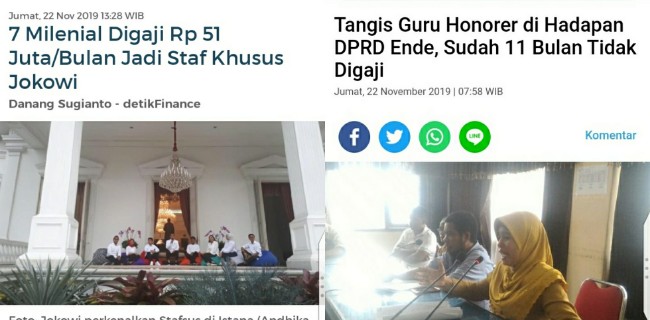 Netizen Bandingkan Gaji Stafsus Jokowi Rp 51 Juta Dengan Guru Honorer 11 Bulan Tidak Digaji