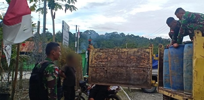 Sebanyak 2,3 Ton BBM Ilegal Di Trans Papua Berhasil Diamankan Satgas Yonif R 300
