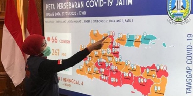 Jatim Miliki 13 Zona Merah, 77 Orang Dipastikan Positif Corona