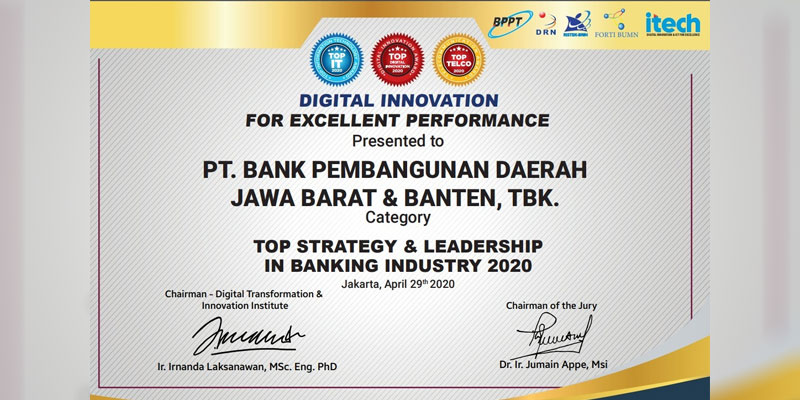 Bank BJB Raih Penghargaan Di Ajang TOP Digital Innovation Award 2020