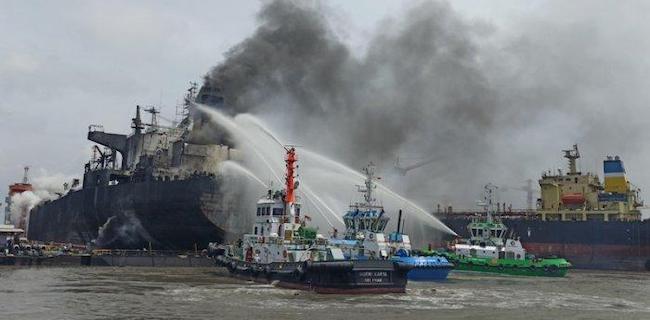 Polisi Masih Selidiki Penyebab Kebakaran Kapal Tanker MT Jag Leela
