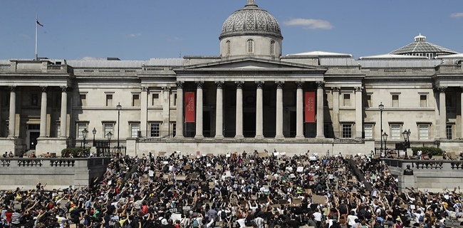 Dukungan Aksi Kematian Floyd, 'Aku Tidak Bisa Bernapas' Menggema Di Trafalgar Square London