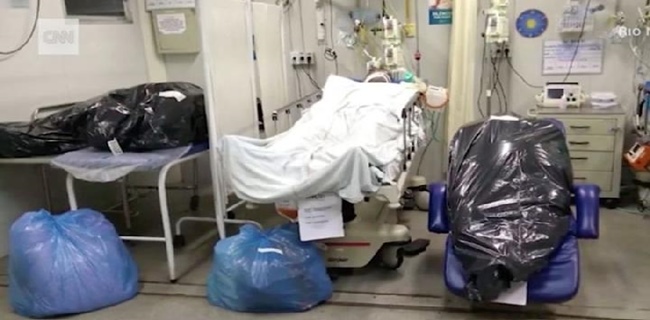 Kamar Mayat Penuh, Jenazah Korban Covid-19 Dibungkus Plastik Diletakkan Di Samping Pasien Di RS Brasil