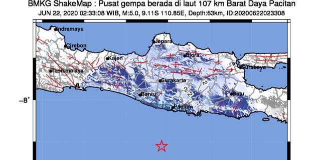 Gempa 5 SR Guncang Pacitan Jawa Timur