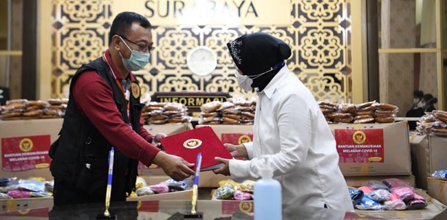 BIN Salurkan 120 Ribu Masker Non Medis Ke Pemkot Surabaya
