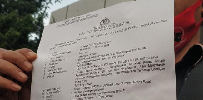 Polda Metro Jaya Resmi Terima Laporan PDIP Soal Pembakaran Bendera